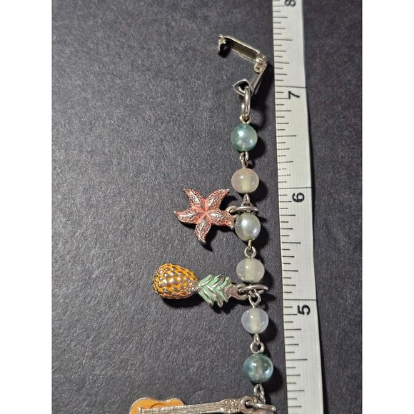 1950's Little Miss Brand Hawaii Charm Bracelet 7" Silver Tone Vintage - Picture 7 of 12